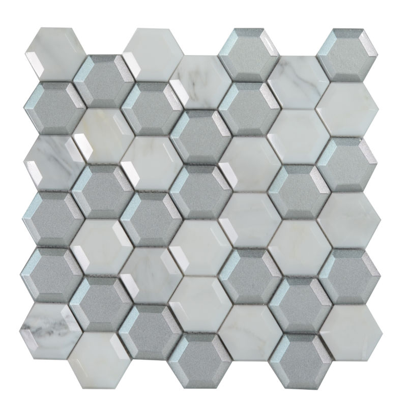 Hexagon Stone Edge Polishing Cold Spray Glass Marble Mosaic Tile