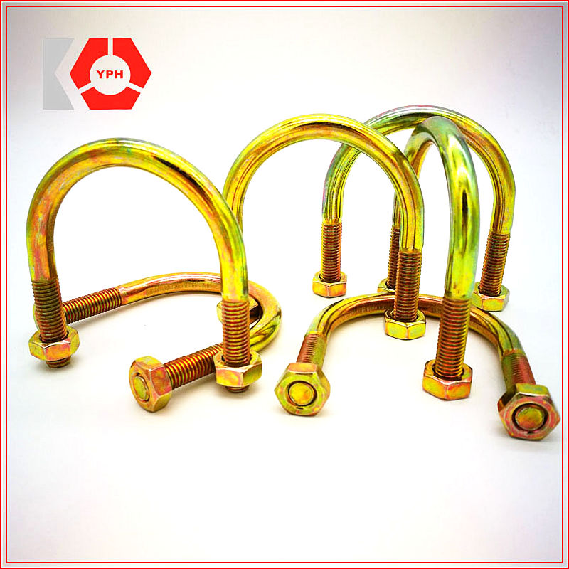 High Strength Structral Yellow Zinc Plated Hot-Rolled Steel U Bolt with Washer and Nuts