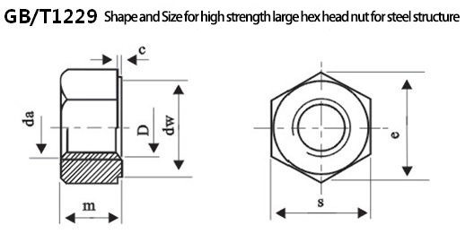 Bolt Nut Blackening Surface Nut Hex Nut High Strength Nut Steel Structure Bolt Nut