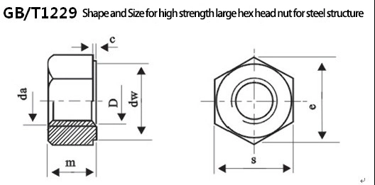 High Strength Nut 10h Grade Hexagon Nut for Stud Welding