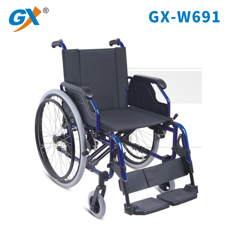 Aluminum Flip-up Inclined Armrest Detachable Footrest Manual Wheelchair