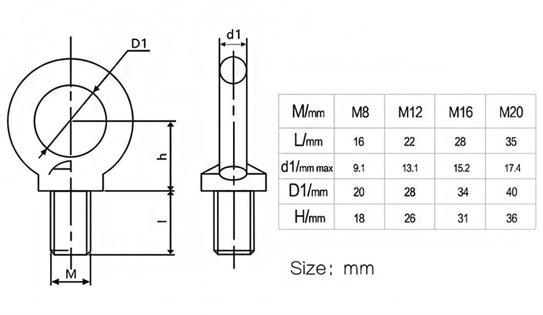 Eye Bolt Carbon Steel 4.8 8.8 DIN444 Casted Eye Bolt