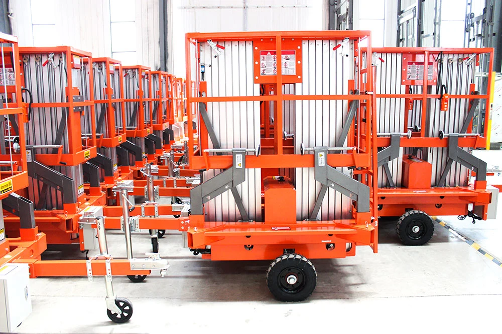 Portable Material Hoist Vertical Pipe Lifting Devices Double Pallet Forklift Manual Stacker Truck
