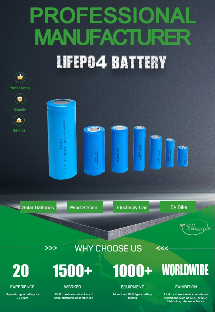 Long Cycle Life 3.2V 6000mAh Lithium LiFePO4 32650 Nut Bolt Cells for Solar, EV Application
