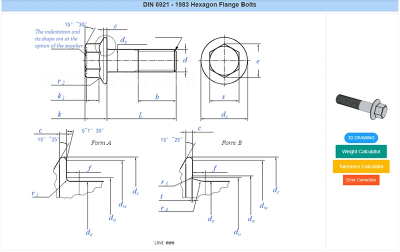 Carbon Steel Zp A2 A4 Hexagon Flange Bolts DIN 6921/JIS B1189/ISO4162
