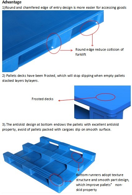 Single Side Flat Deck HDPE Plastic Pallet for Transportation Use