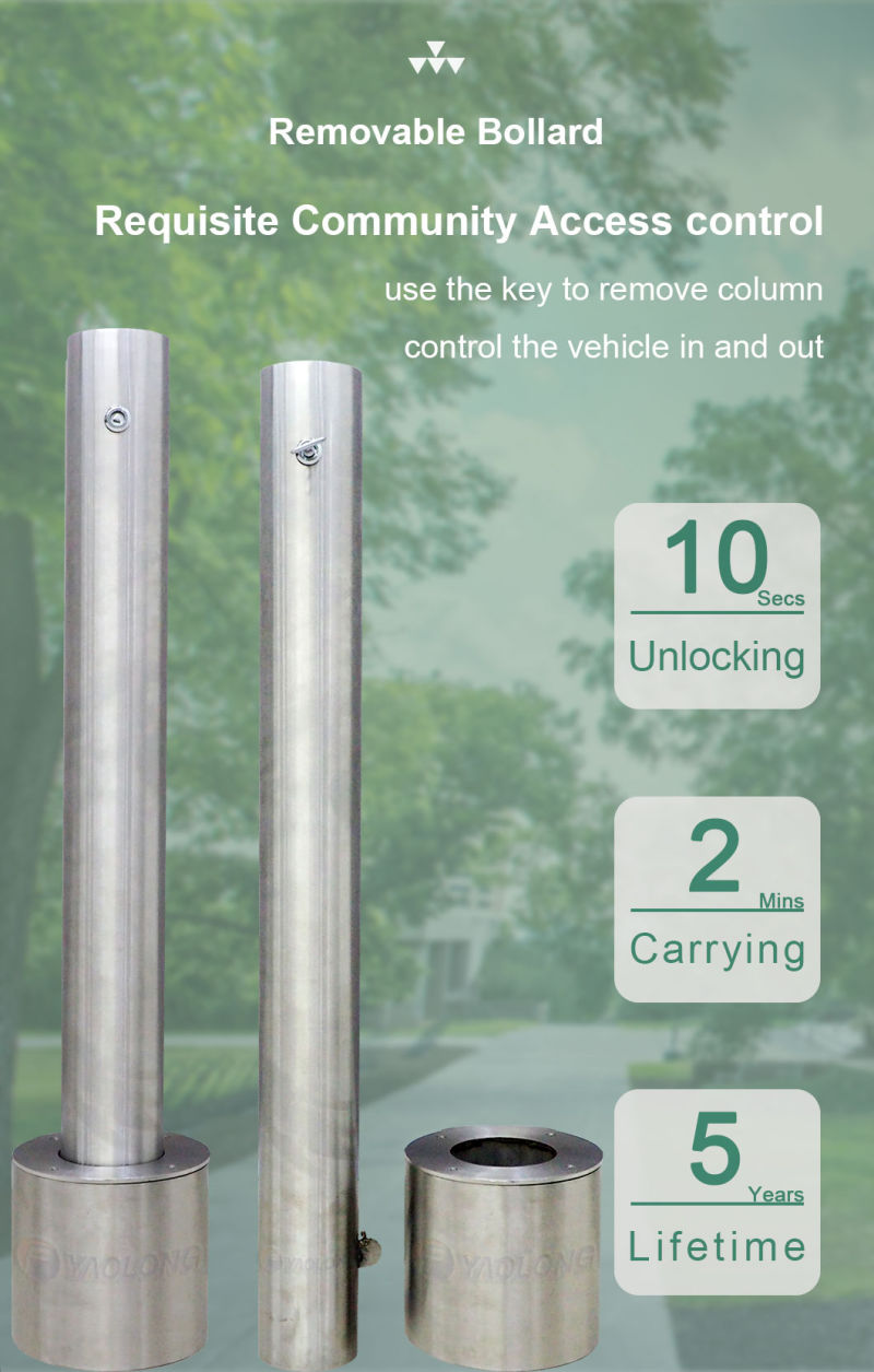 600mm 304 Polished Stainless Steel Road Bollard with Flat Top