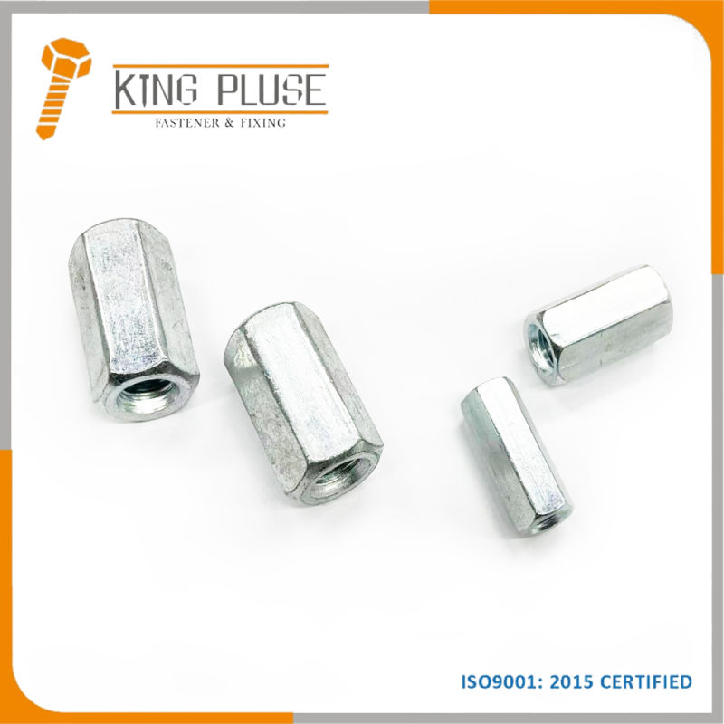 DIN6334 Hex Long Nut Zinc Plated Round Hex Coupling Nuts