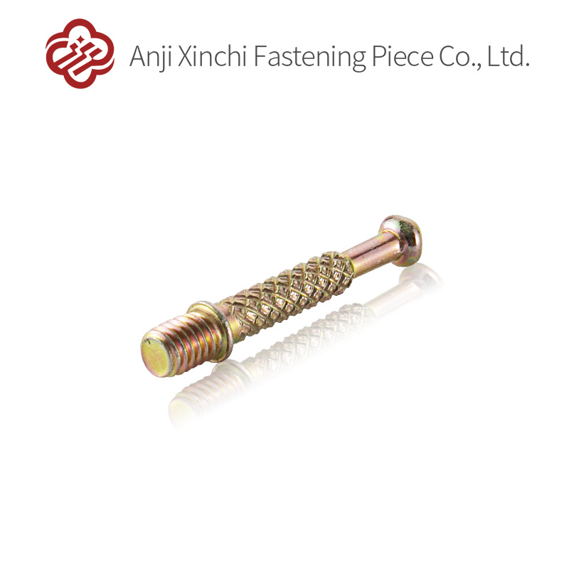 Self Tapping Zinc Plated Threaded Bar Threaded Knurled Rod Furniture Connector Screw