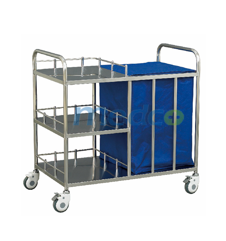 Hot Sale Hospital 3 Layers Ss Dressing Trolley Laundry Cart