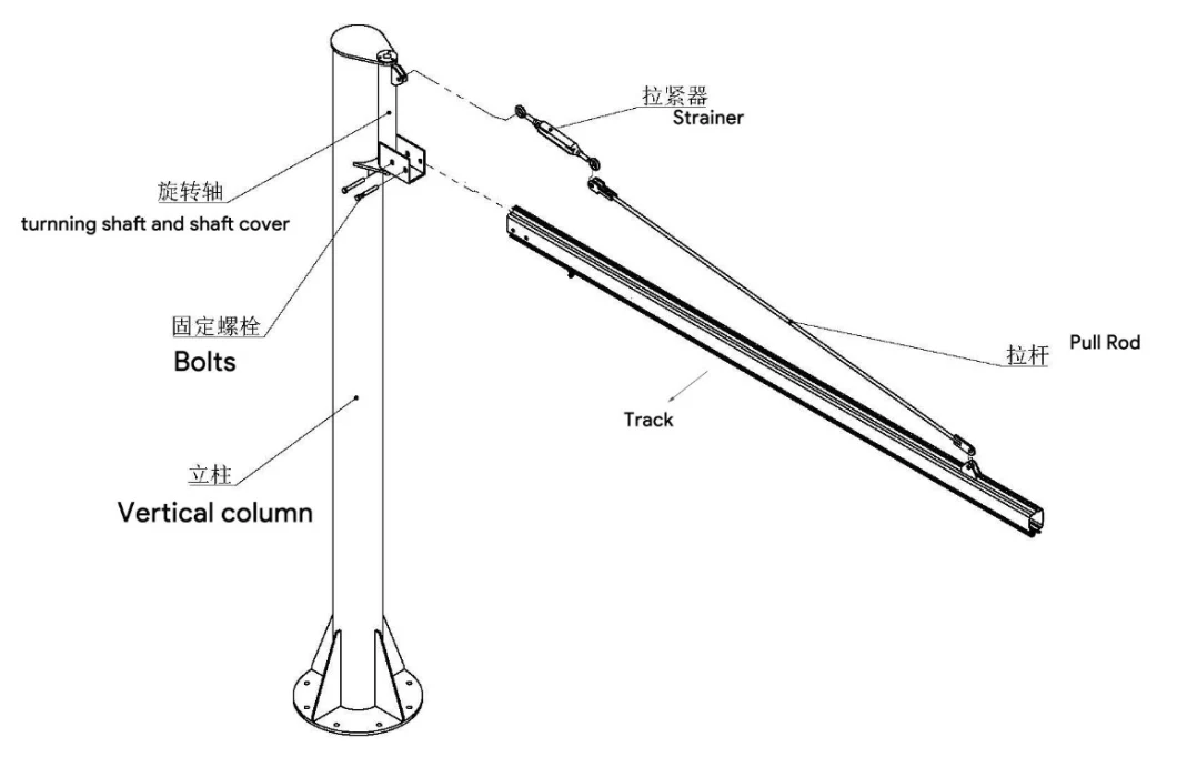 Jib Crane Type Vacuum Glass Lifter with Telescope Handle