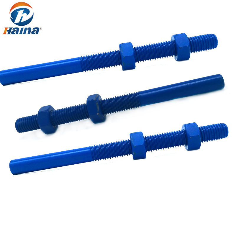 SS316 Stainless Steel Blue PTFE / Xylan Thread Rod Half Thread Bolt with Nut