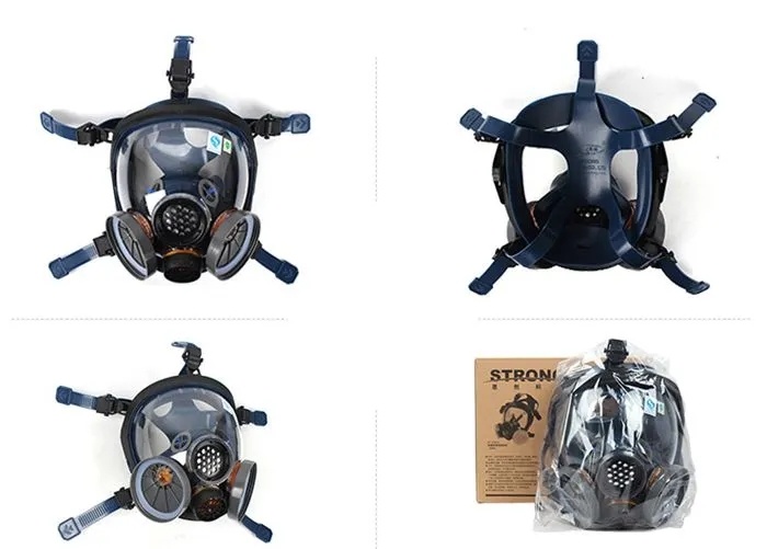Full View Sphere Anti-Fog Silicone Dual Filters Respirator Full Face Mask