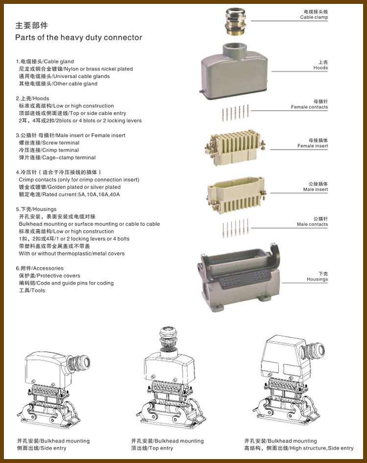 Hee Series 10 Pin to 92+ Pin Male and Female Heavy Duty Crimp Terminal Block Connector