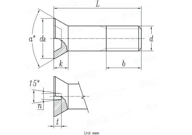 DIN7969 Slotted Countersunk Head for Structural Steel Bolts Countersunk Head Screws
