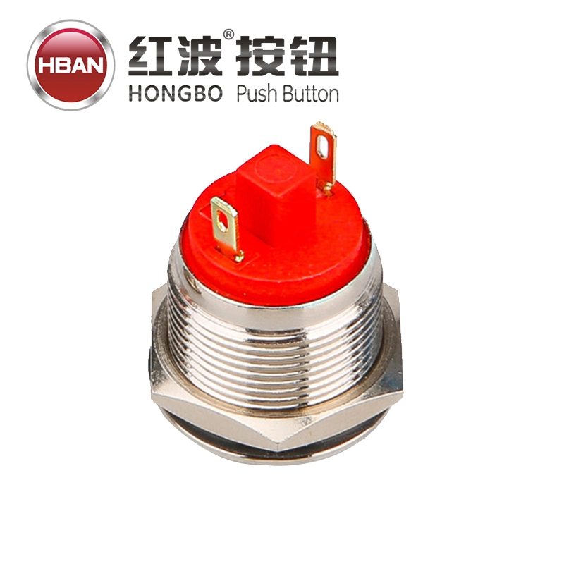 19mm High Round Nicel-Plated Brass Screw Terminal Metal Push Button Switch