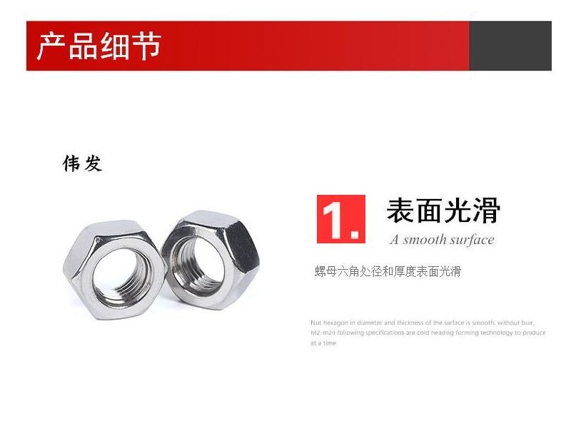 Manufacturer's Direct 304 Stainless Steel Hex Nut Specification Complete M3-M30 Stainless Steel Hex Nut