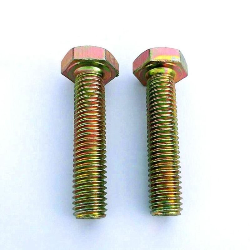 DIN933 Hex Head Bolt with Full Thread Yellow Zinc Plated Gr4.8