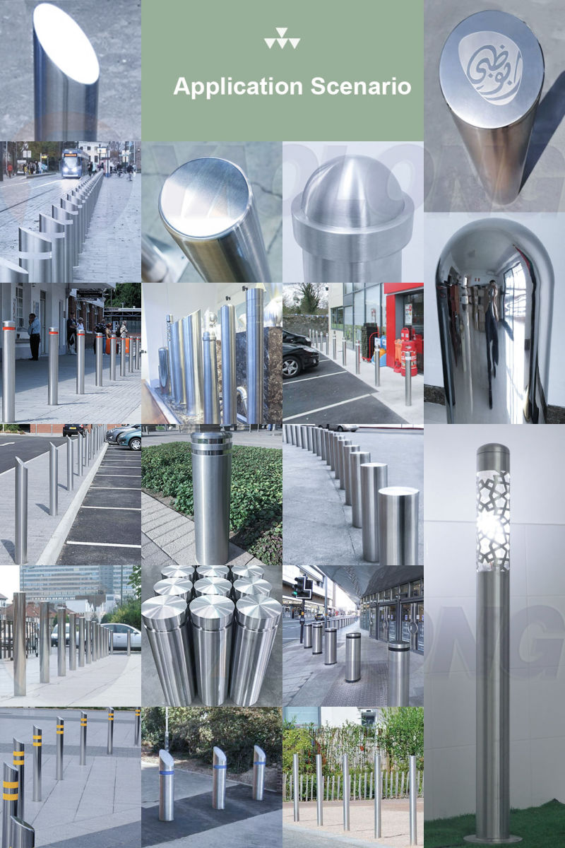 600mm 304 Polished Stainless Steel Road Bollard with Flat Top