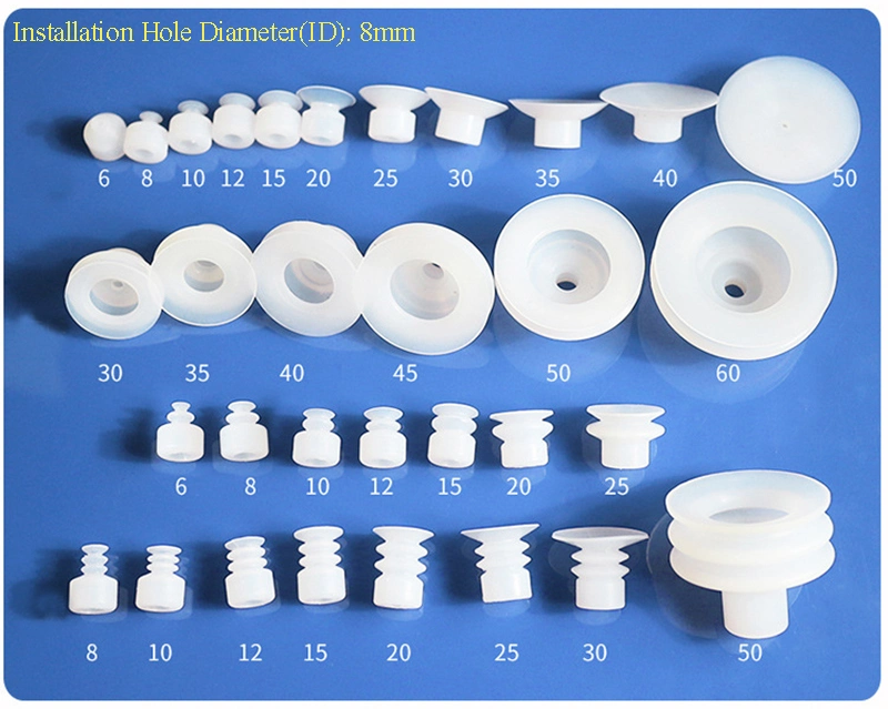 Silicone Rubber Vacuum Bellows Flat Clear Machine Suction Cups for Metal/Glass Lifting