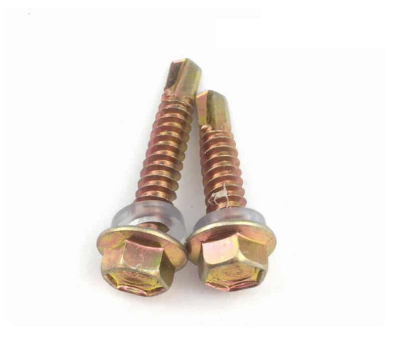St4.2*13 Color-Zinc Plated Hexagonal Head with Flange Self-Drilling Screws with Washer
