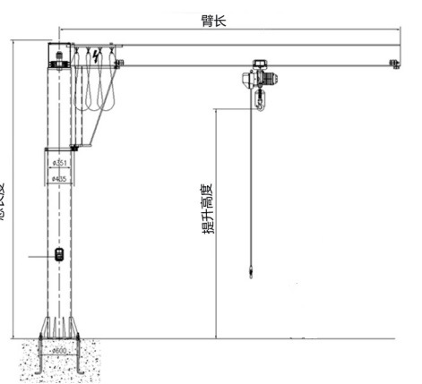 360 Degree 1ton Mini Electric Jib Crane Floor Cantilever Arm Crane