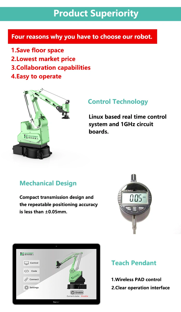 4 Axis Pick and Place Machine Robot Arm Industrial Manipulator Robot Palletizer Small Picking Robot Arm with Vacuum Lifter