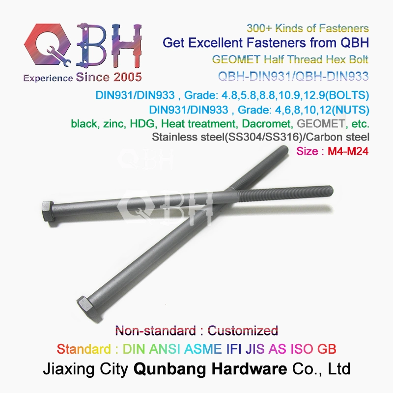 Qbh DIN931/DIN933 Geomet Full Thread Half Thread Hex Bolt Hex Bolt