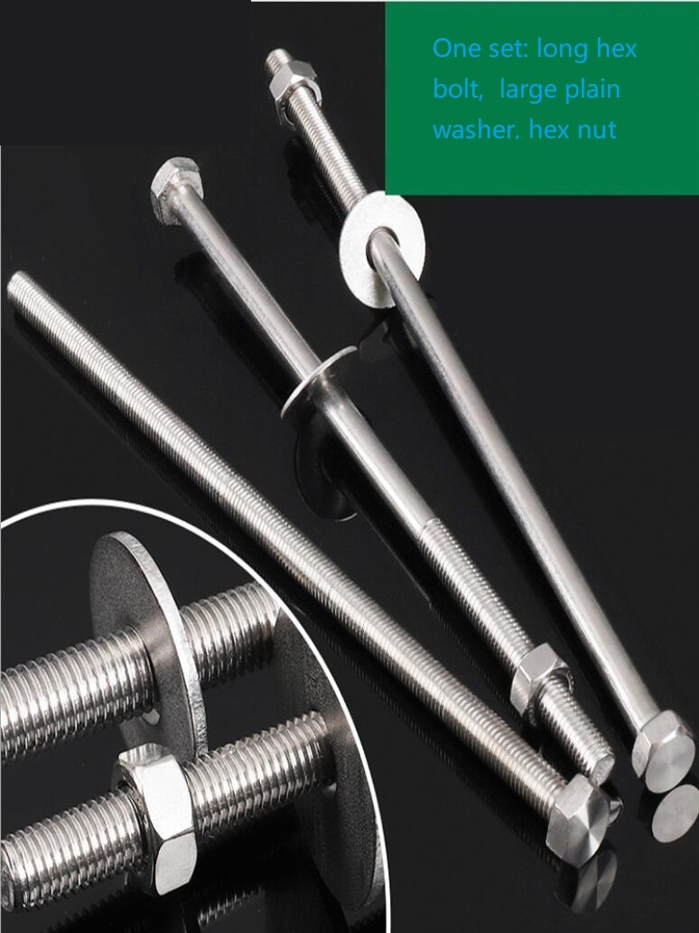 Customized Fasteners Long Size Stainless Steel Bolt Together with Round Flat Washer and Hex Nut