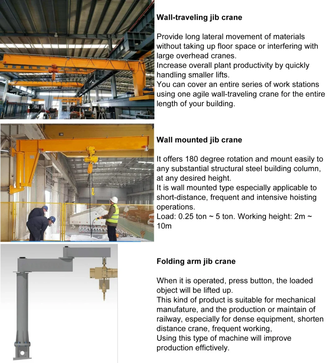 Slewing Jib Crane 8t with Ce Certificated Fixed Pillar Crane