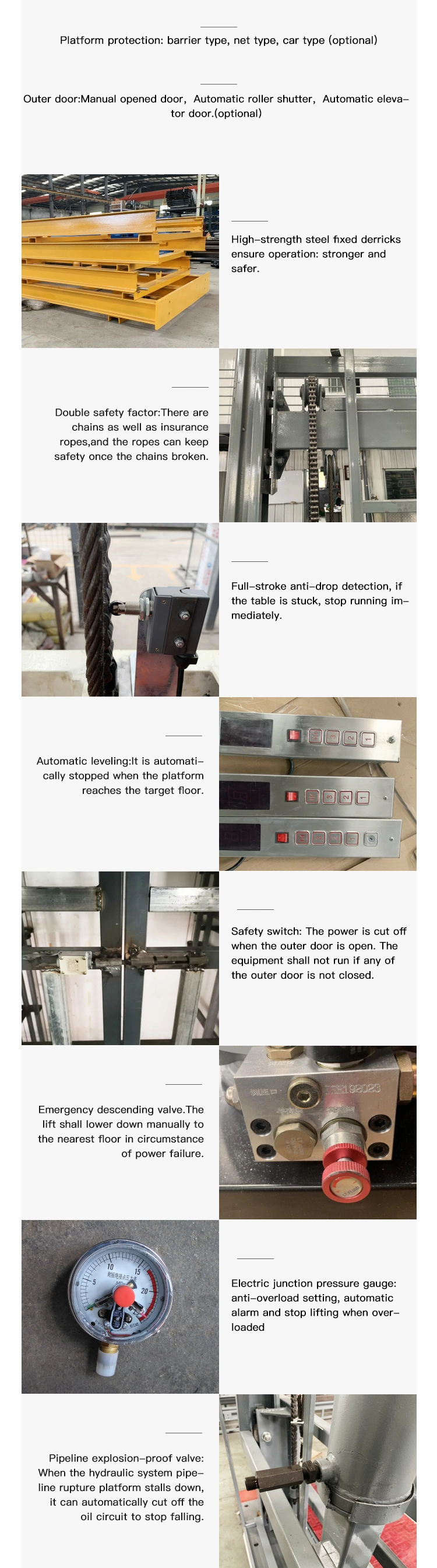 Cargo Lift, Hydraulic Vertical Warehouse Material Lift Equipment, Wall Mounted Electric Rail Guide Freight Platform Elevator