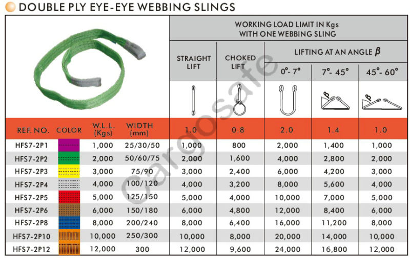 En1492-1 Ce and GS Certified 500kg Webbing Sling Eye and Eye
