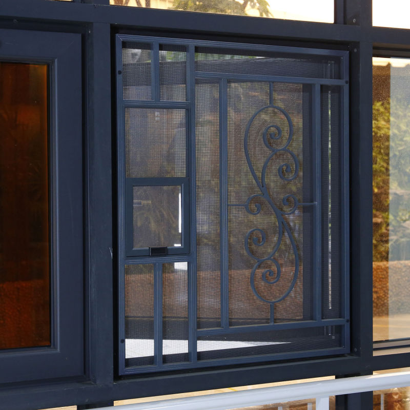 Aluminium Profile Black Metal Window with Mosquito Net