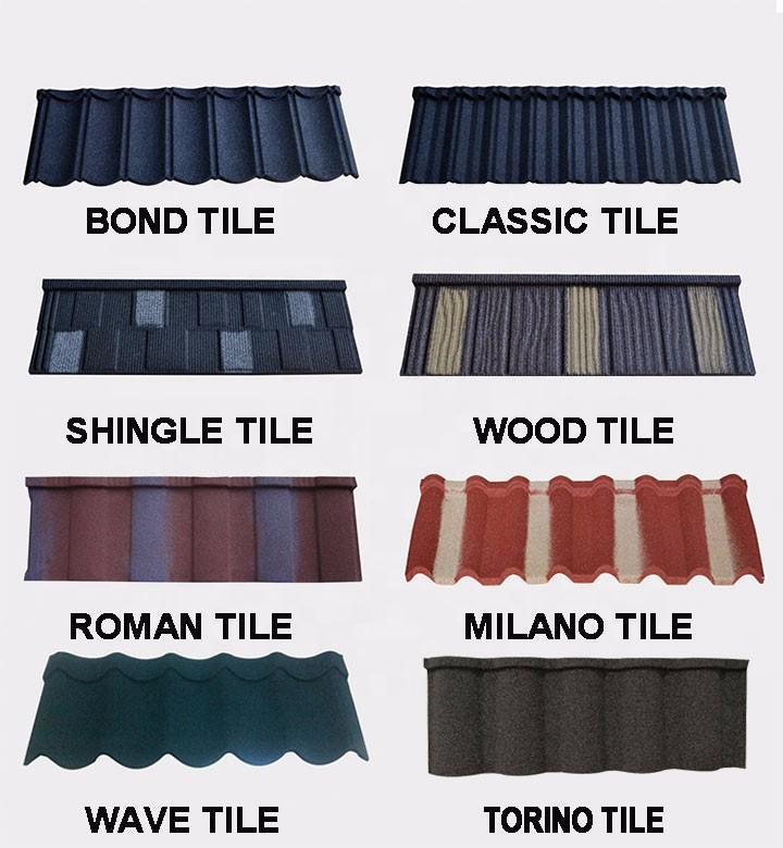 Color Metal Roofing Sheet Material Stone Coated Metal Roof Tile