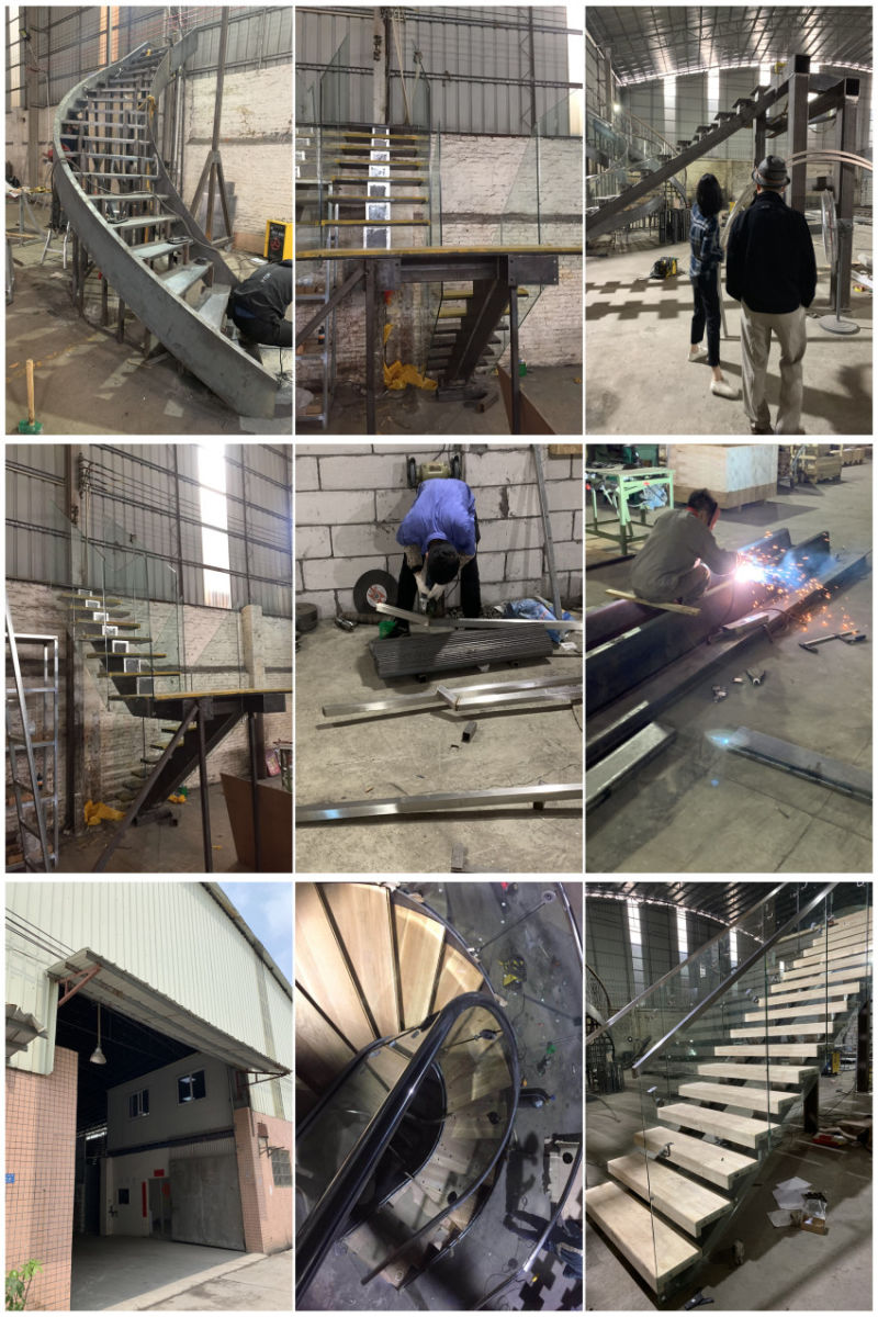 Indoor Staircase Fence Design Metal Steel Spigot Glass Railing