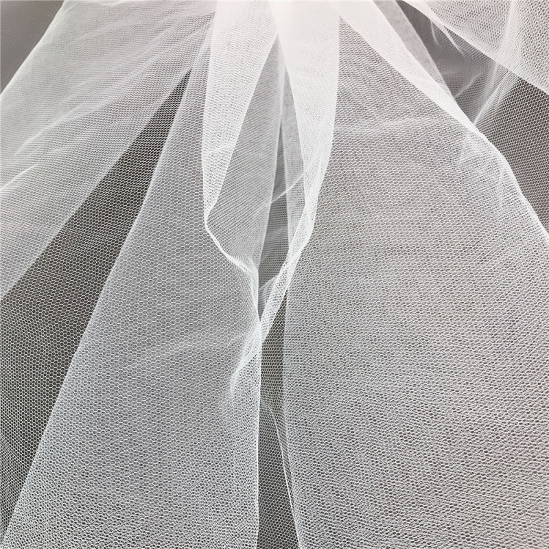 100% Polyester Breathable Hexagonal Tulle Mesh Fabric Hard Net for Veil Dress