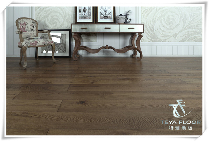 Oak Engineered Pank Flooring/Smoked, Sawn Mark, UV Oiled/ Wood Flooring