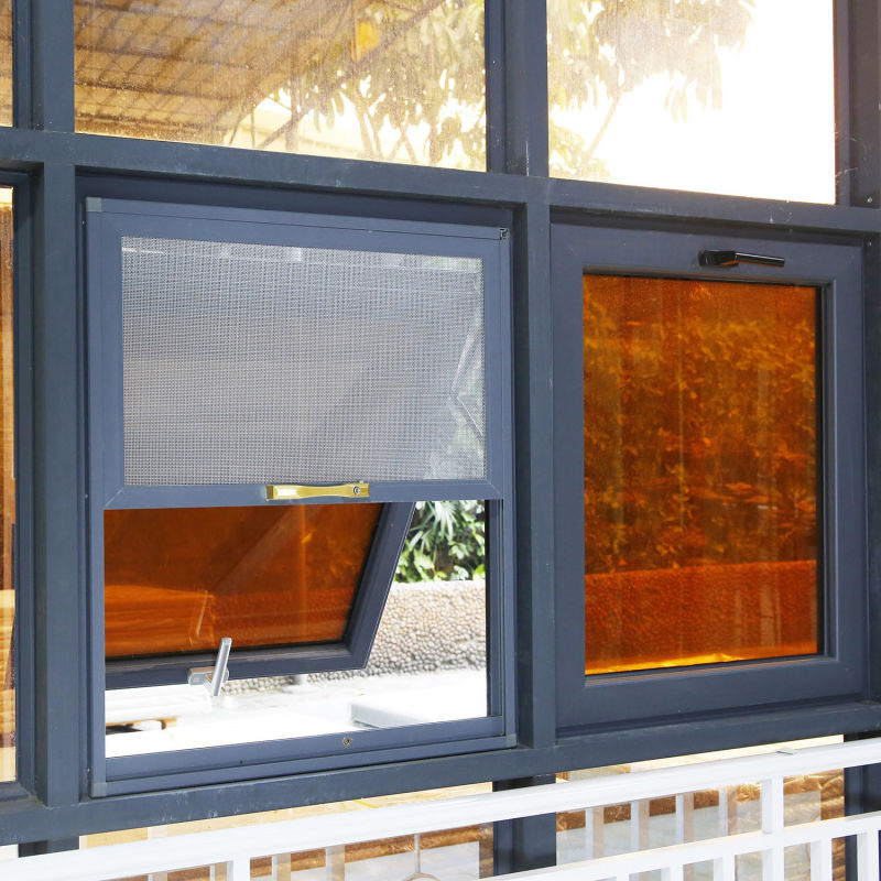 Aluminium Profile Black Metal Window with Mosquito Net