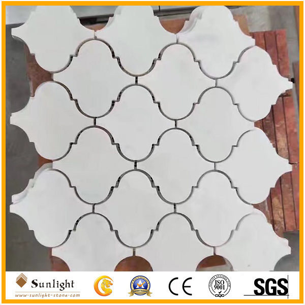 Classic White Marble Mosaic with Flat, Hexagon, Chevron, Lantern, Rhomboid Shape