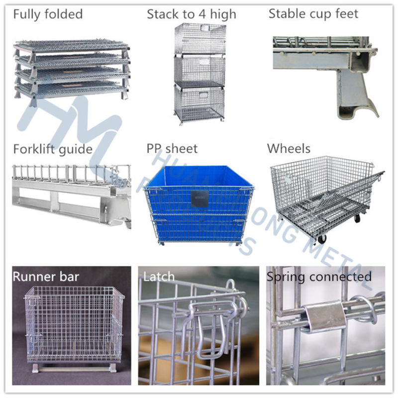 Welded Warehouse Material Handling Collapsible Metal Wire Mesh Containers China