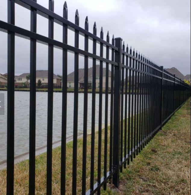 Black Coated Wrought Iron Residential Fence/Tubular Steel Garden Fencing
