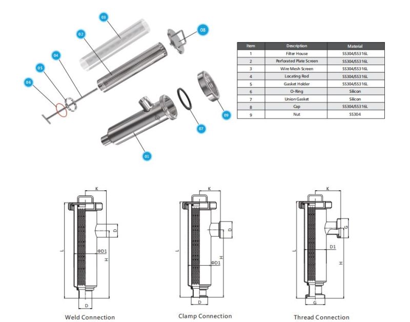 Sanitary Stainless Steel Angle Filter with Clamp End