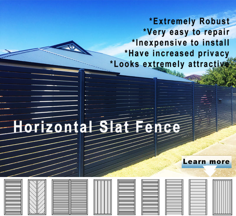 Aluminum Wood Grain Slat Fence Panel Garden Fence Security Fence