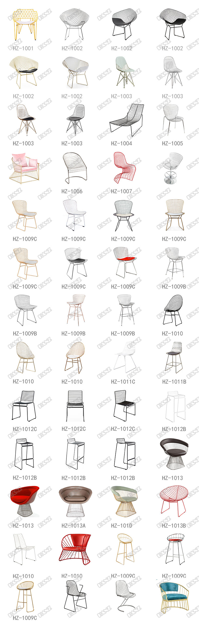 Factory Direct Iron Restaurant Net Red Iron Wire Chair