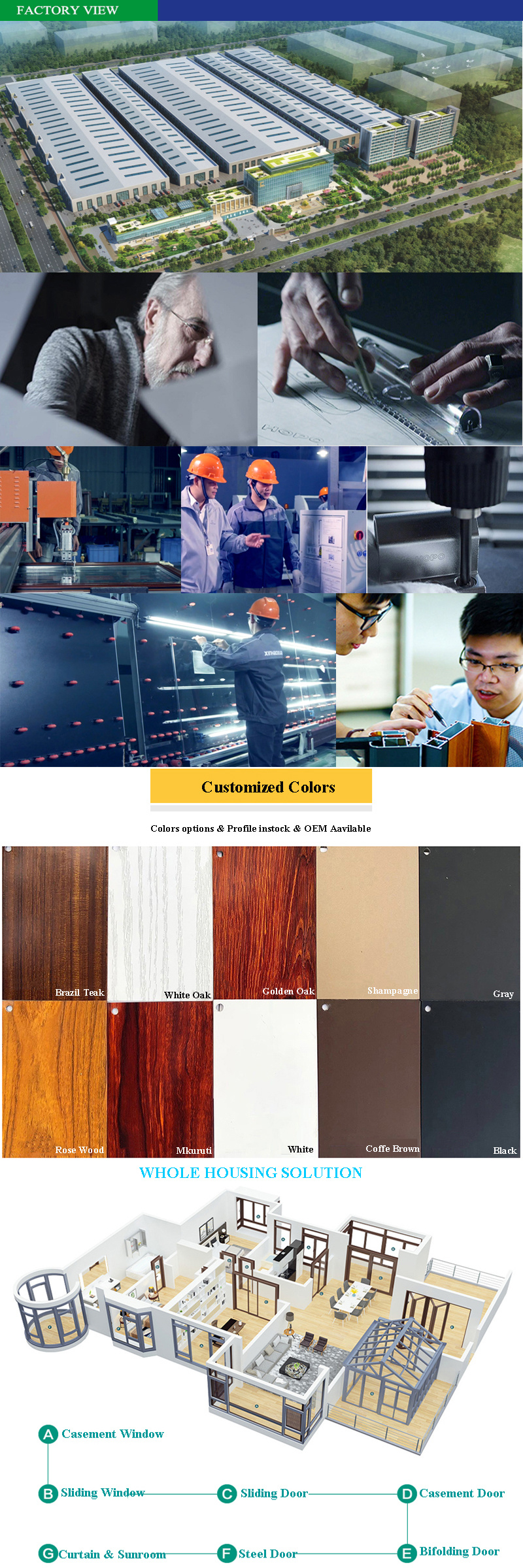 China Prefabricated Wooden Color Design Aluminum Windows and Doors in Myanmar