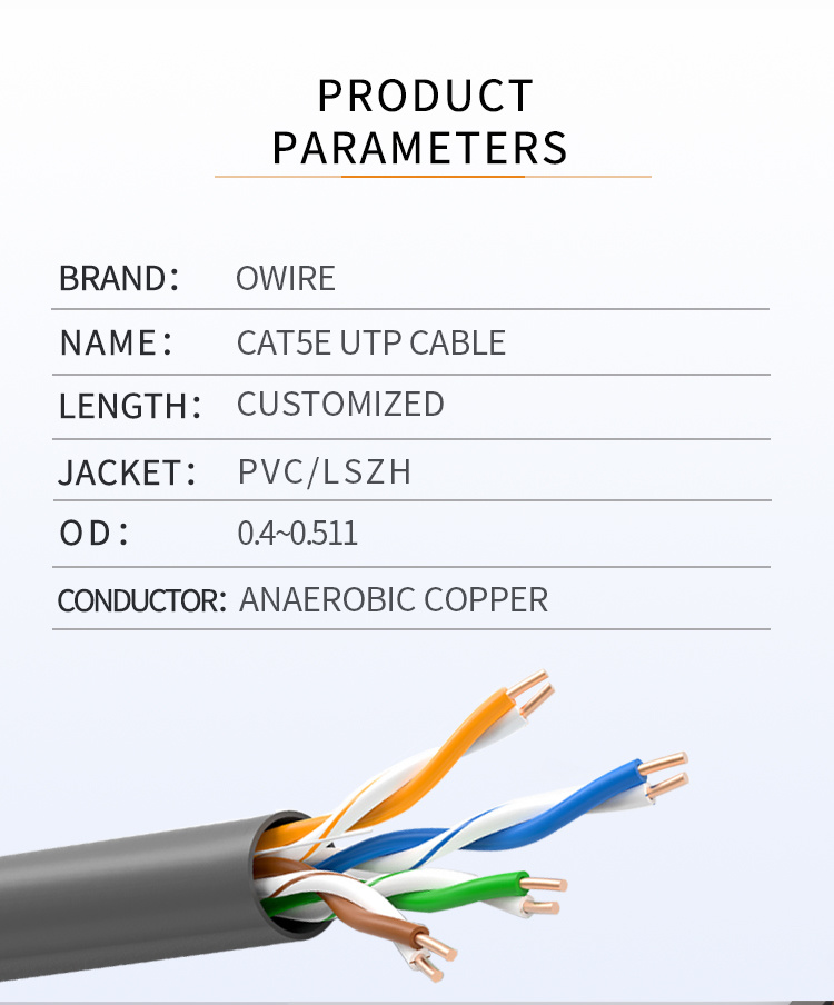 Owire Cat5e UTP Cable Aluminum Cheap Price Aluminum Network Cable