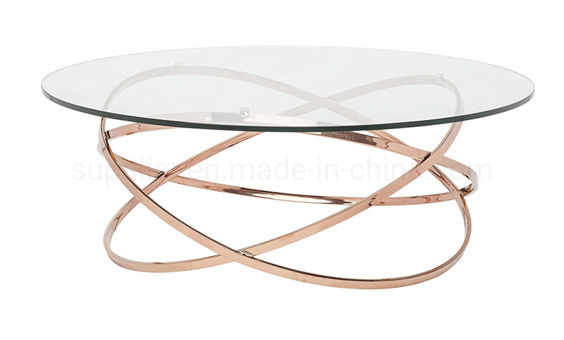 Living Room Metal Frame Tempered Glass Coffee Table