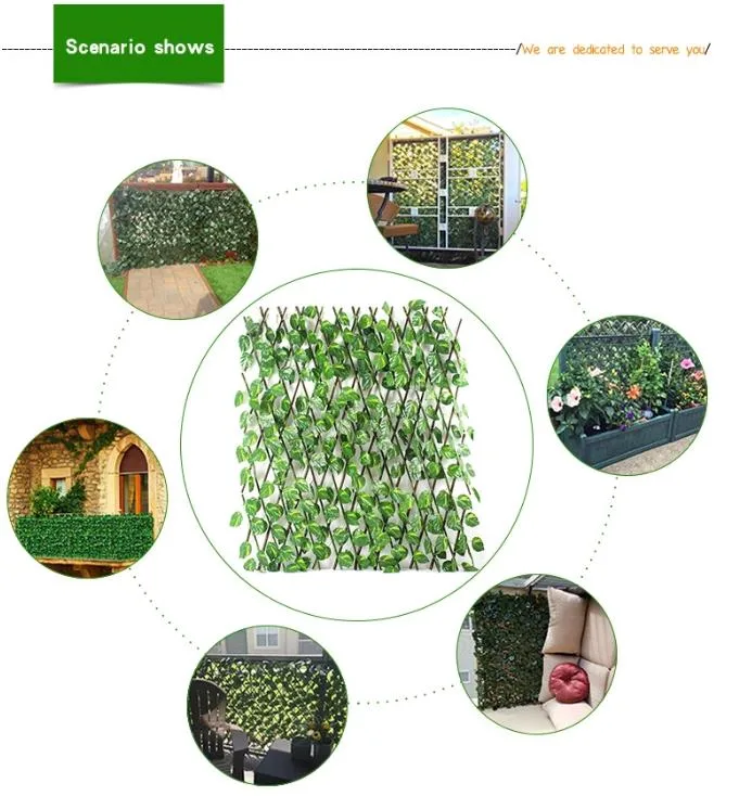 Decorative Indoor Artificial Fence Hedge Plastic Greenery Leaf Fence