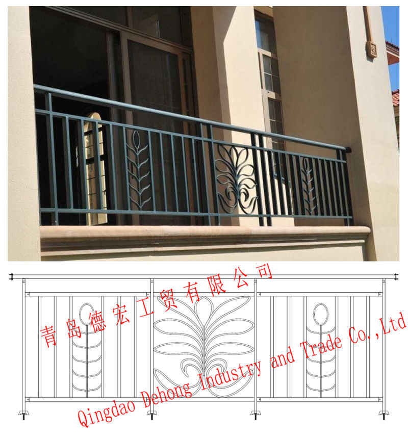 Exterior Aluminium Balcony Balustrade / Decorative Galvanized Wrought Iron Balcony Railing