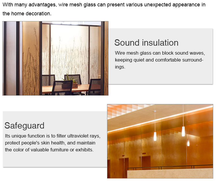 Laminated Glass Metal Mesh with Copper Cable Mesh Inter-Layer